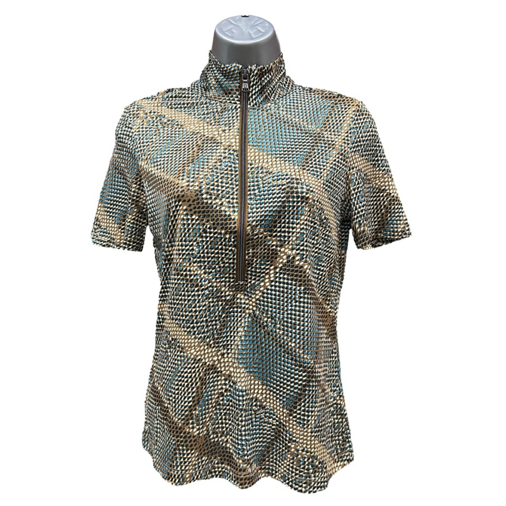 NWT Anatomie Printed Belle 1/4 Top in Reptile Plaid in XS Retails $208